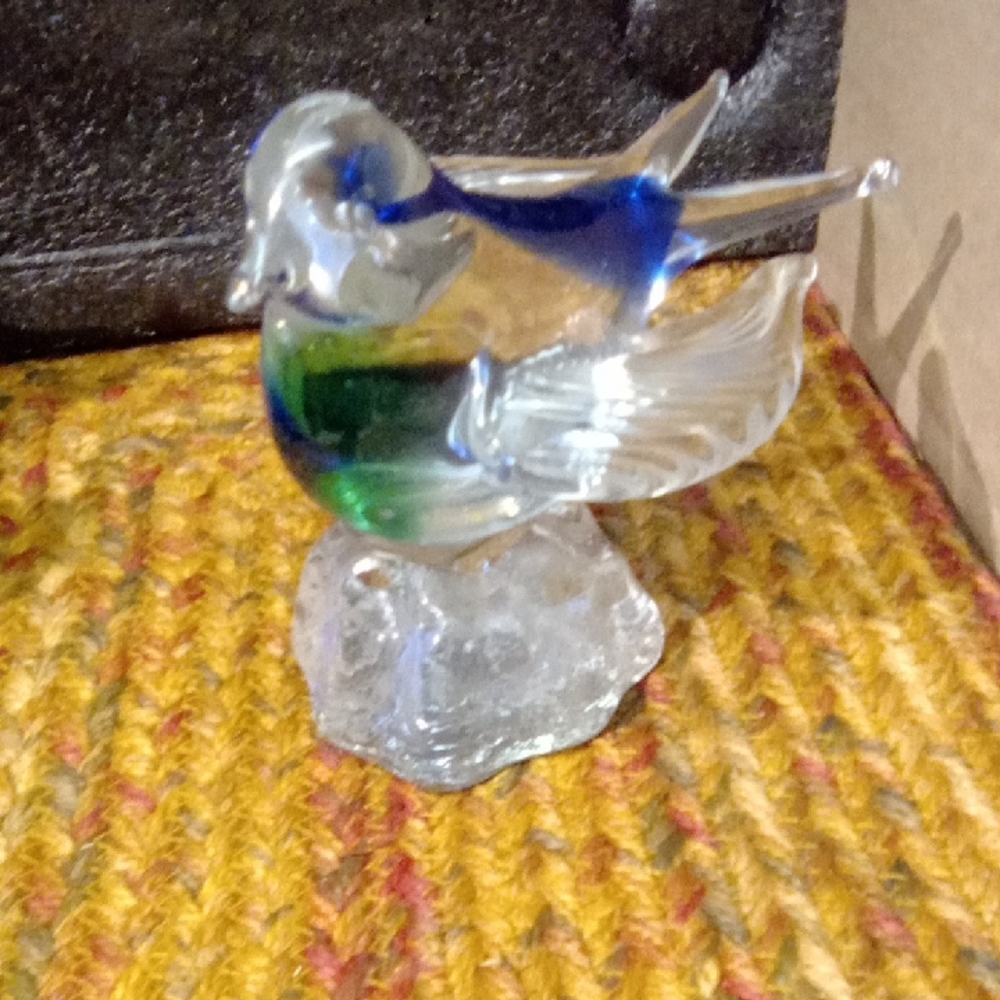 Archimede Seguso Glass Murano Bird Figurine - Blue and Green
